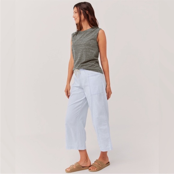 NWT -Pact- light wash wide leg chambray sailor pants- organic cotton sustainable - Picture 2 of 6
